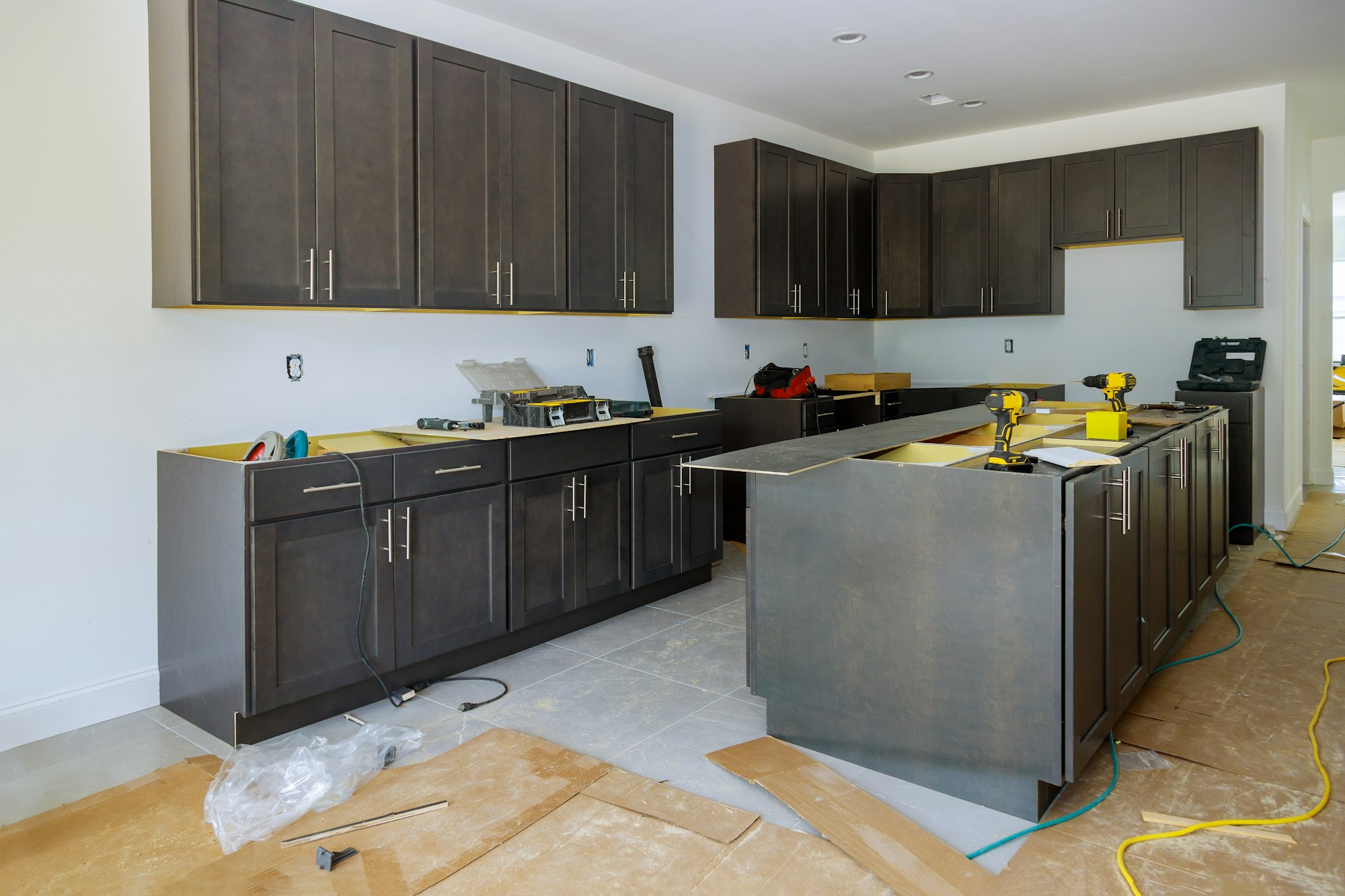Home improvement kitchen view installed in a new kitchen cabinet
